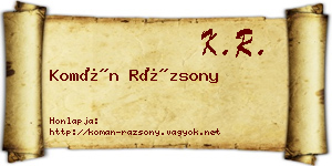 Komán Rázsony névjegykártya